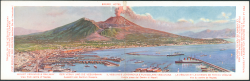 Travel by the Vesuvius Railway when visiting the crater [Wezuwiusz widok z centrum Neapolu] [rozkładana pocztówka / ca 1920]