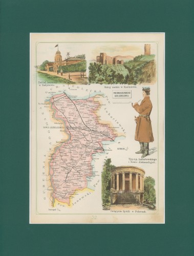 Powiat Nowo-Aleksandryjski Józef Michał Bazewicz mapa Królestwo Polskie 1907.jpg