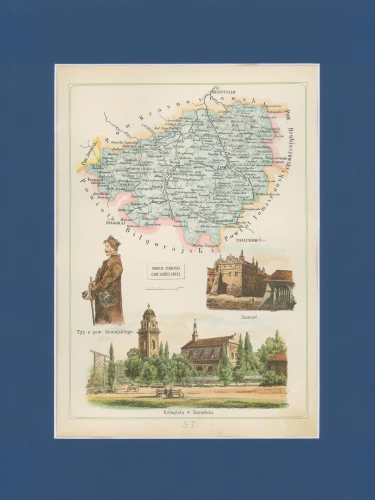 Powiat Zamojski Józef Michał Bazewicz mapa Królestwo Polskie 1907.jpg