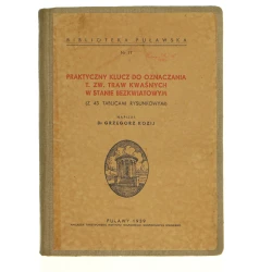 Praktyczny klucz do oznaczania t.z.w. traw kwaśnych w stanie bezkwiatowym napisał Grzegorz Kozij [Biblioteka Polska XX Wieku / 1939]