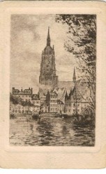 Bruckenkai mit Dom Frankfurt a M ilustr Matthes Paul Oskar No 201 (pocztówka ok 1900)