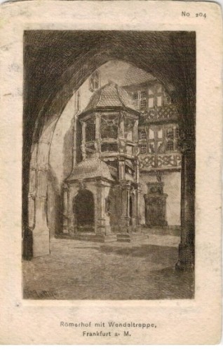 Romerhof mit Wendeltreppe Frankfurt a M Matthes Paul Oskar No 204 (pocztówka ok 1900)