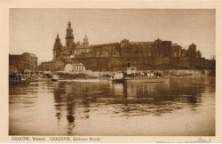 Kraków Wawel Cracovie Chateau Royal nr 30 (pocztówka tramwaje wodne  lata 30-te)