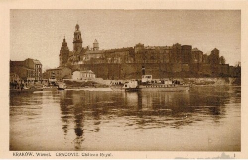 Kraków Wawel Cracovie Chateau Royal nr 30 (pocztówka tramwaje wodne  lata 30-te)