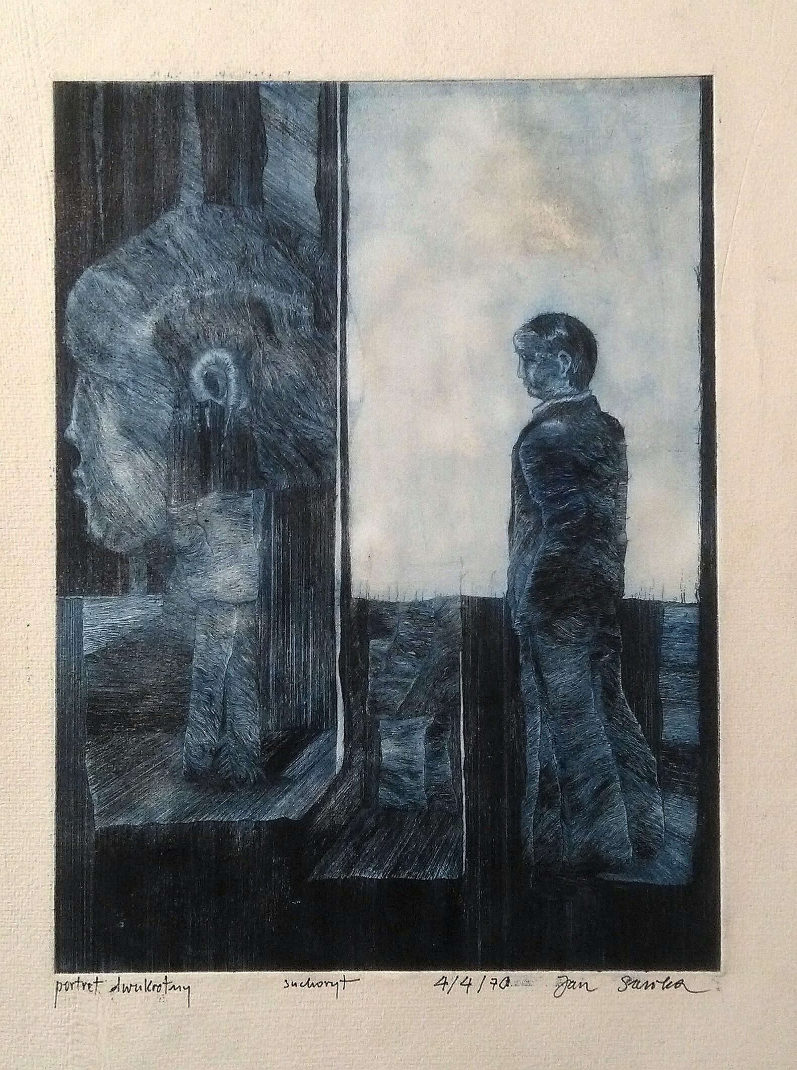 Jan Sawka Portret dwukrotny Wrocław 1970